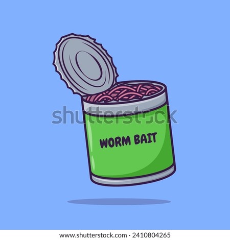 Can Of Worm Fish Bait Illustration, Vector, Isolated Icon, Fisherman