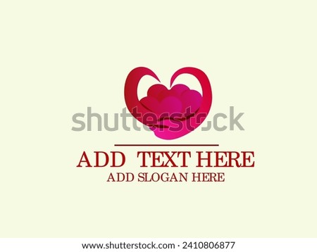 Heart logo and icons on isolated background. Heart and hands. hands holding heart.