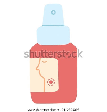 Sore throat spray, remedy illustration Royalty-Free Stock Photo #2410826093