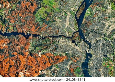 Fall Color in Ottawa. Trees have long been cherished here for timber and for the colors they bring to the Fall Rhapsody.. Elements of this image furnished by NASA.