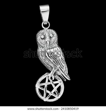 Silver Pentogram and owl pendant. 925 silver. Occult accessory, dark magic. Satan, Baphomet, Devil, 666, Lilith. Accessory for rockers, metalheads, punks, goths.