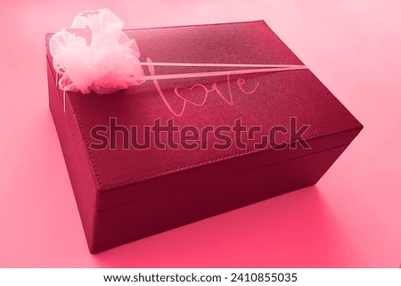 Gift box for in love, wedding gift with beautiful decoration, pink photography