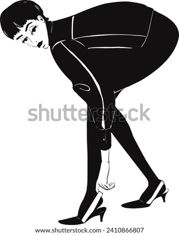 The girl is staing in the pose. Isolated Illustration. Vector illustration. Royalty-Free Stock Photo #2410866807
