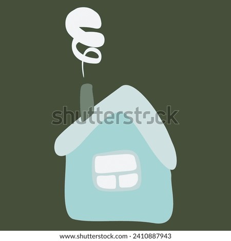 Old crooked house with Smoke out the Chimney. Isolated clipart cartoon fun. Vector illustration in cartoon style. A home With Window. Children drawing template for Card, Poster, Book.