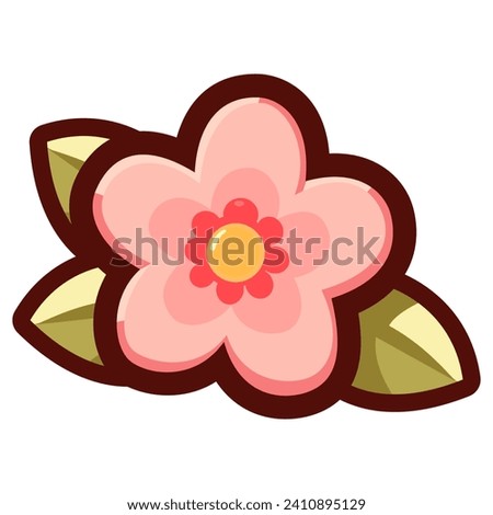 pink blooming cherry blossoms or sakura. minimal flat design. Vector clip art illustration.