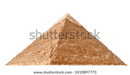 Khafre Pyramid is isolated on a white background—part of the Giza pyramid complex in Greater Cairo, Egypt.