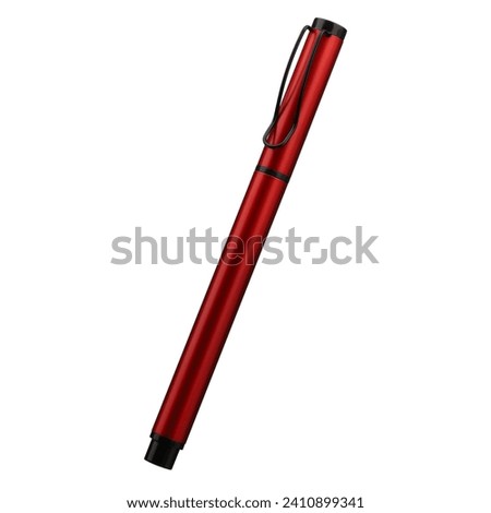 Ballpoint pen isolated on white background, elegant pen in red. With clipping path.