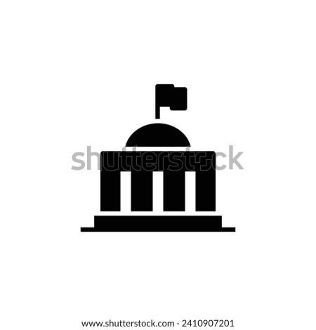 City hall building icon. Simple solid style. Municipal, hall town, embassy, council, government concept. Black silhouette, glyph symbol. Vector illustration isolated. Royalty-Free Stock Photo #2410907201