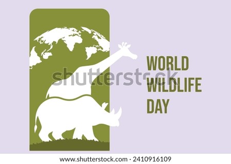 World wildlife day concept. Colored flat vector illustration isolated. Royalty-Free Stock Photo #2410916109