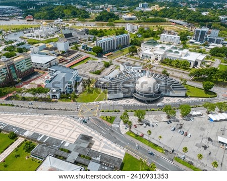 Royal Regalia Museum Aerial View. Bandar Seri Begawan, the capital of Brunei Darussalam. Borneo. Southeast Asia. Royalty-Free Stock Photo #2410931353