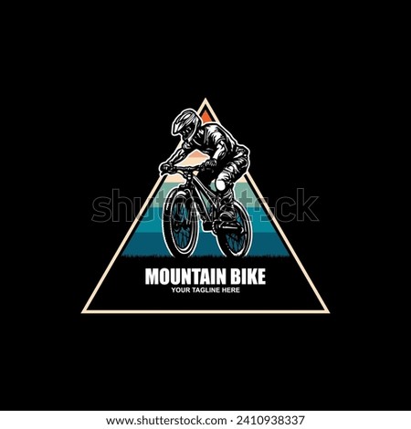 Mountain bike logo complete with illustration of a cyclist riding a bicycle with gusto