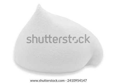 Blue shaving foam on a white background. Soap foam with drop-shaped bubbles. Skin care