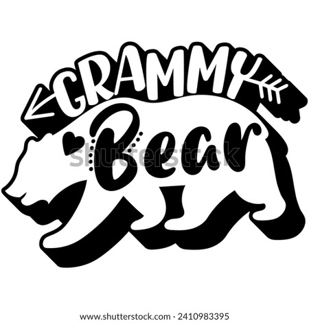grammy bear black vector graphic design and cut file