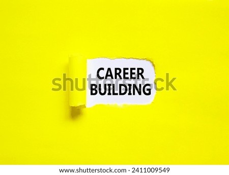 Career building symbol. Concept words Career building on beautiful white paper. Beautiful yellow paper background. Business, motivational career building concept. Copy space.