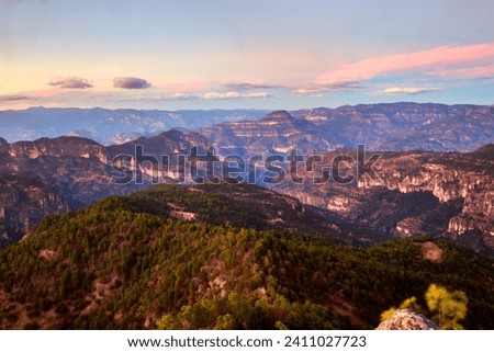 Valley and mountains in the Sierra Madre Occidental of Mexiquillo Durango Royalty-Free Stock Photo #2411027723