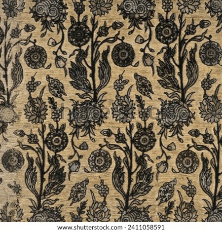 Antique Floral Velvet Damask Texture Pattern