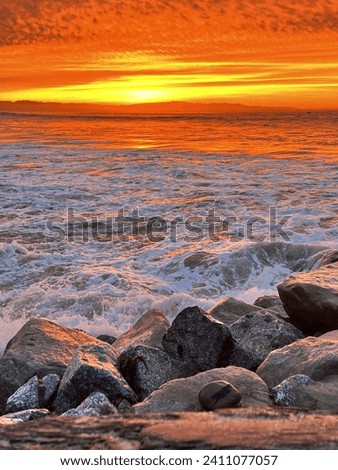 Sunrise at a Capitola Village off of the California Coast Royalty-Free Stock Photo #2411077057