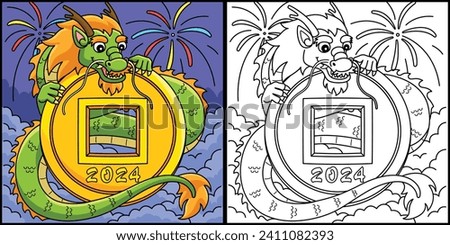 Year of the Dragon with 2024 Coin Illustration