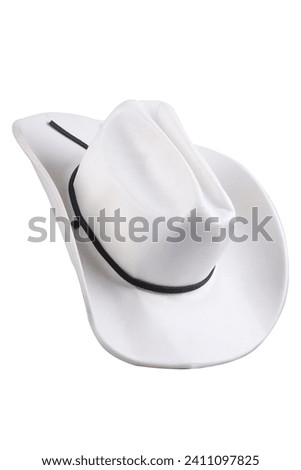 Rodeo rider, wild west, American and country music concept theme with a cowboy hat isolated on white background with cut out clip path image Royalty-Free Stock Photo #2411097825