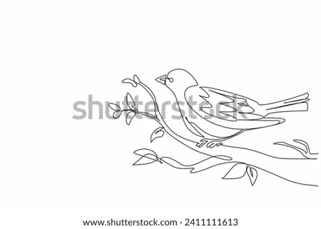 Single line drawing of cute beauty bird perched at lush tree branch and chirped beautiful tone. National Bird Day. Annual international celebration event. Vector illustration graphic art design