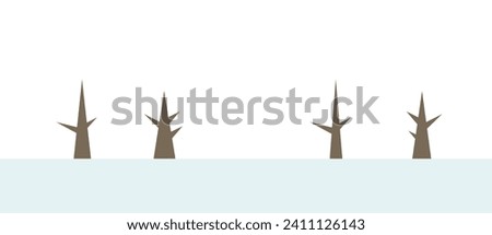 Clip art of scenery with simple tree Winter