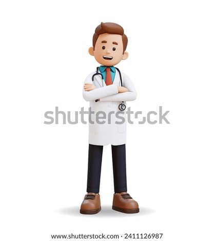 3D Doctor Character Crossed Arms Pose. Suitable for Medical content