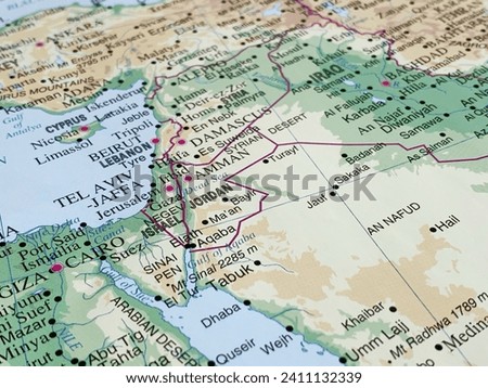 Map of the Middle East, world tourism, travel destination