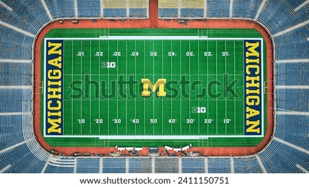Aerial Top Down of Empty Michigan Wolverines Football Stadium