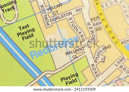 Redbridge, Southampton in Hampshire, England, UK atlas map town name of the area pencil sketch