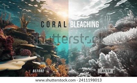 photo illustration of coral bleaching threat Royalty-Free Stock Photo #2411198013