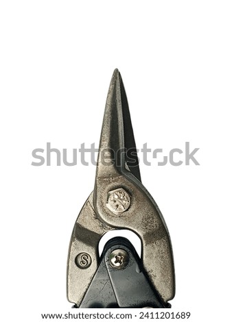 Scissors for cutting sheet metal isolated on a white background