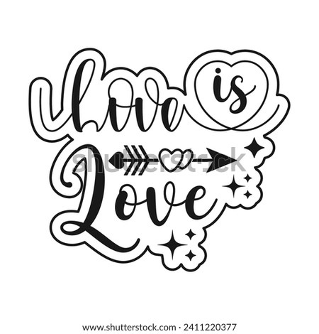 Love is Love Typography Valentine's Day Clip Art White And Black