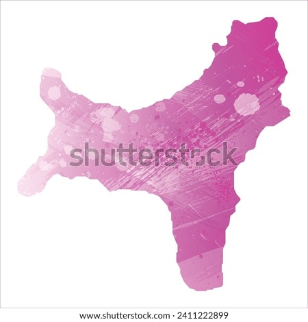 High detailed vector map. Christmas Island. Watercolor style. Amaranth light cherry pink color.