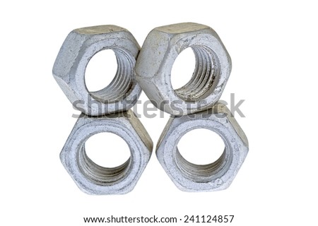 Bolt and nut, isolated on a white background