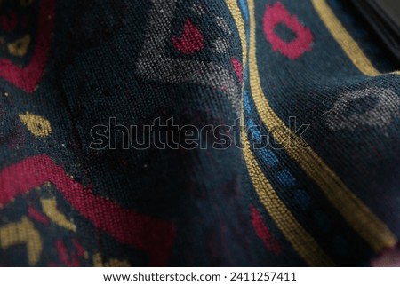 Texture of beautiful fabric with stylish pattern as background, closeup