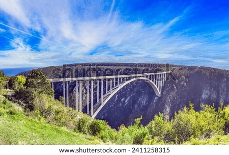 Panoramic picture of the Bloukrans Bridge in South Africa's Tsitsikama National Park during the day
