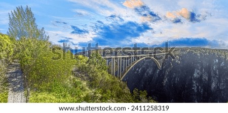 Panoramic picture of the Bloukrans Bridge in South Africa's Tsitsikama National Park during the day