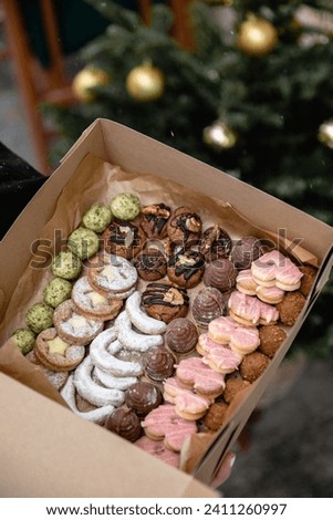 Box of christmas cookies traditional czech cukrovi