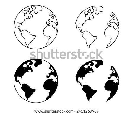 set of Globe earth icon set in line style