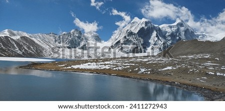 Lanscape picture of Gurudongmar Lake in Sikkim