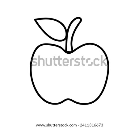 School element of colorful set. This outline artwork of apple promotes the idea of healthy snacking in an educational setting. Vector illustration.