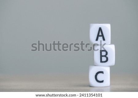 wood cube block with ABC 
