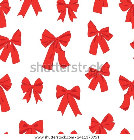 Beautiful Red Bows holiday design pattern seamless Vector Illustration