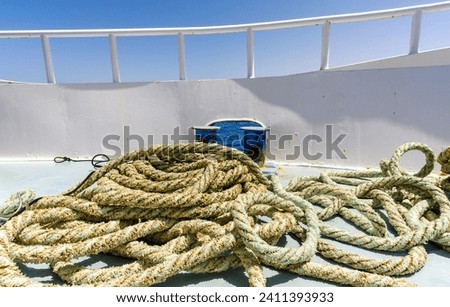old ship rope on a boat close up Royalty-Free Stock Photo #2411393933