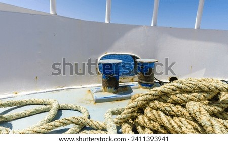 old ship rope on a boat close up Royalty-Free Stock Photo #2411393941