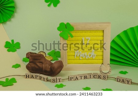 St. Patrick's Day lettering with objects and decorations. High quality photo