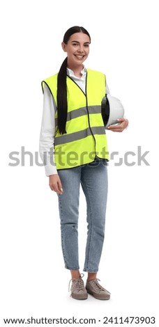 Engineer with hard hat on white background Royalty-Free Stock Photo #2411473903