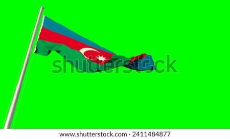 Waving glorious flag of Azerbaijan on chroma key screen, isolated - object 3D illustration