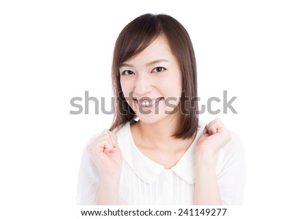 happy young woman isolated on white background