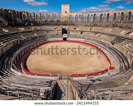 The ancient Roman arena in Arles is still in use today for various events. Royalty-Free Stock Photo #2411494155